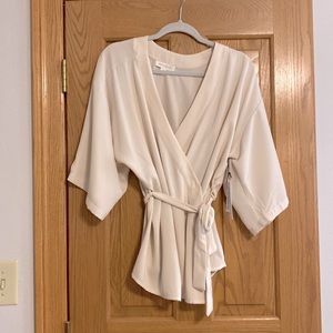 Women's Cream Wrap Top